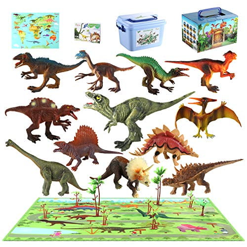size 31/"x21/" Dinosaur World Toy Figures 6/" to 9/" Set of 6 w//Educational Poster